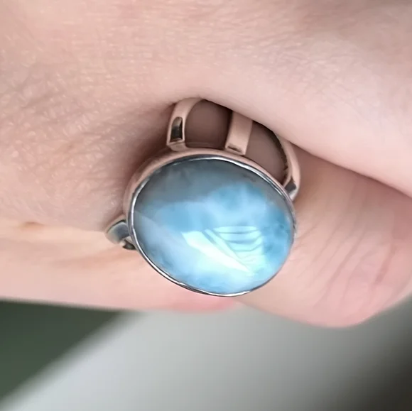Sterling Silver Larimar Ring Sz 7.25